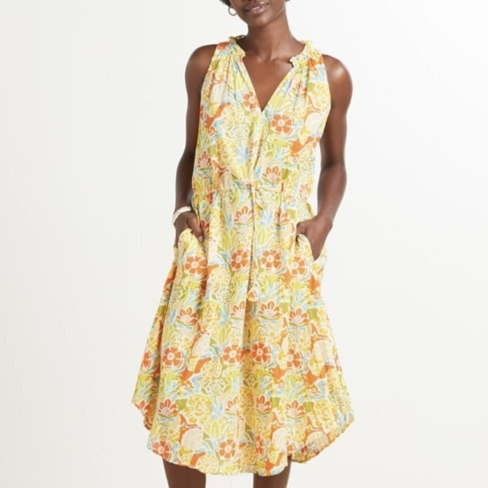 Velvet By Graham & Spencer Dress Yellow Floral Size S